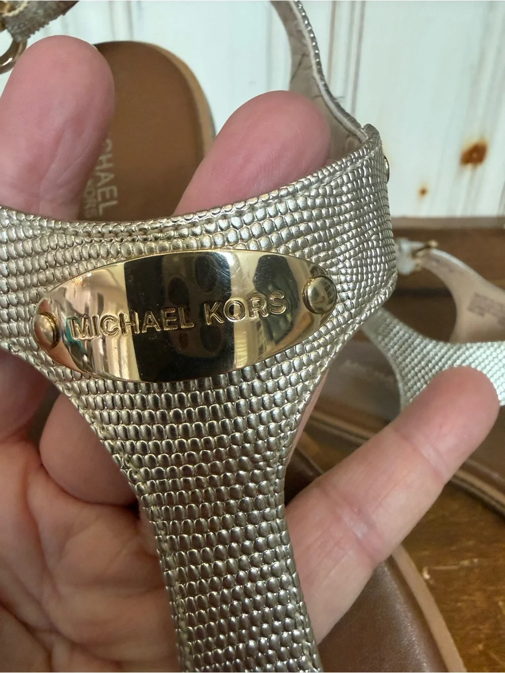 Michael Kors Metallic Gold Thong Sandals size 8